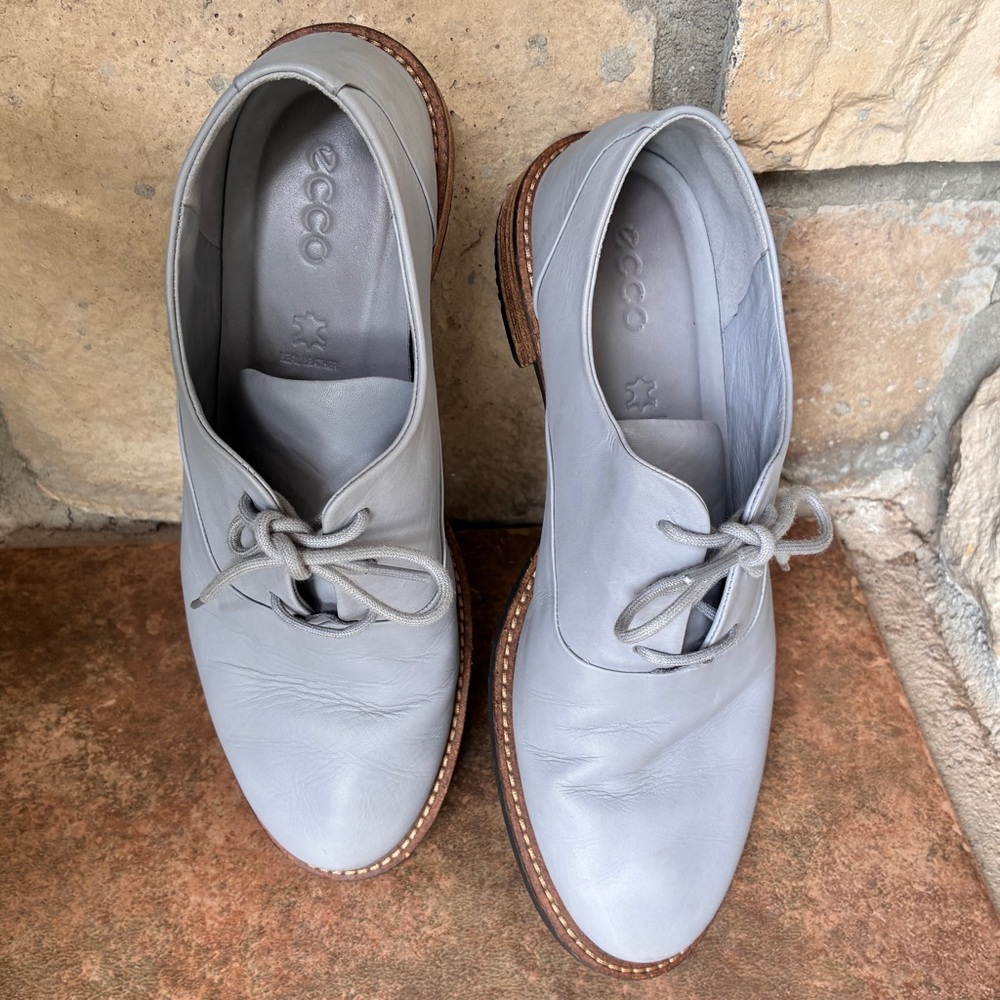 ECCO SARTORELLE GRAY/SILVER LEATHER TAILORED OXFORD EUR40. - Picture 2 of 14